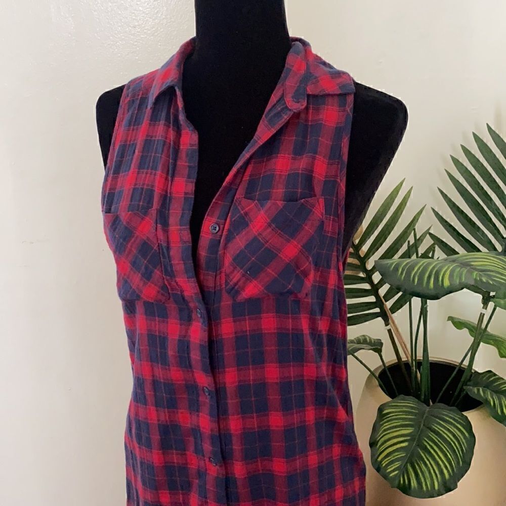 Forever 21 Red & Blue Long Plaid Dress - Picture 2 of 4
